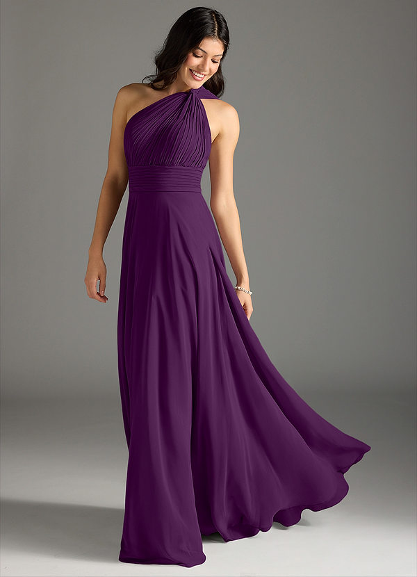 Azazie Charlize Bruidsmeisjes Jurken Jurk van Chiffon met A-Lijn One-Shoulder Druif image1
