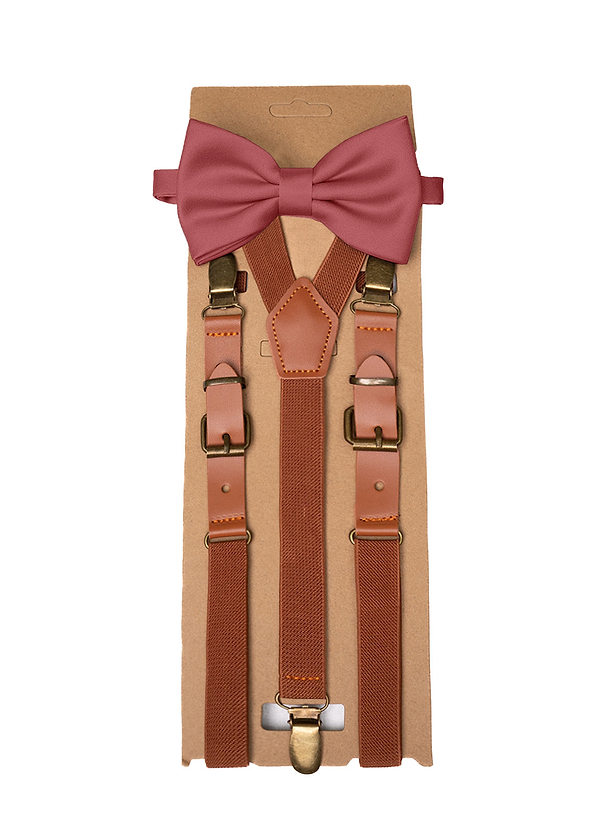 front Ensemble nœud papillon et bretelles pré-noués en satin mat assorti