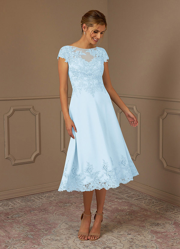 Azazie Terrano Mother of the Bride Dresses A-Line Scoop Lace Lace Midi Length Dress image1
