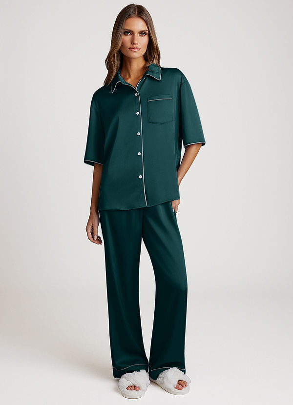 front Pino Conjunto de pijama con ribete en contraste