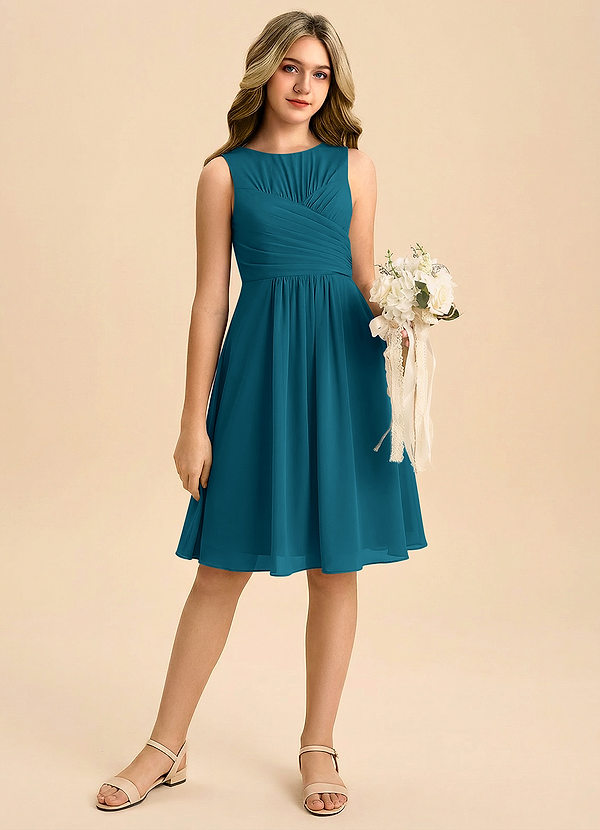 Azazie Skyla Junior Klä av A-Line i Chiffong Plisserad image1