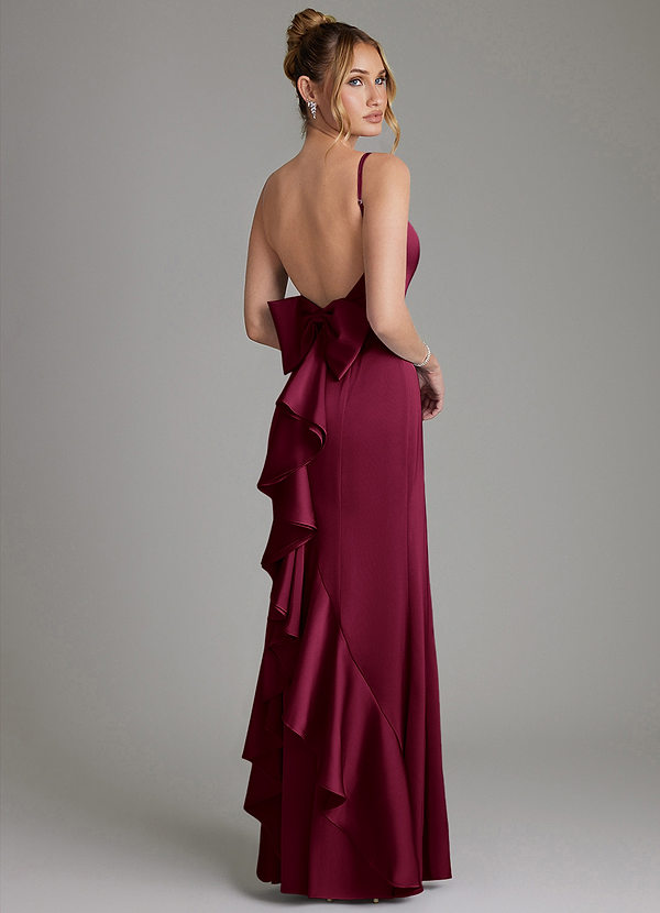 Azazie Zherra Bridesmaid Dresses Burgundy Mermaid Bow Stretch Satin Dress image1