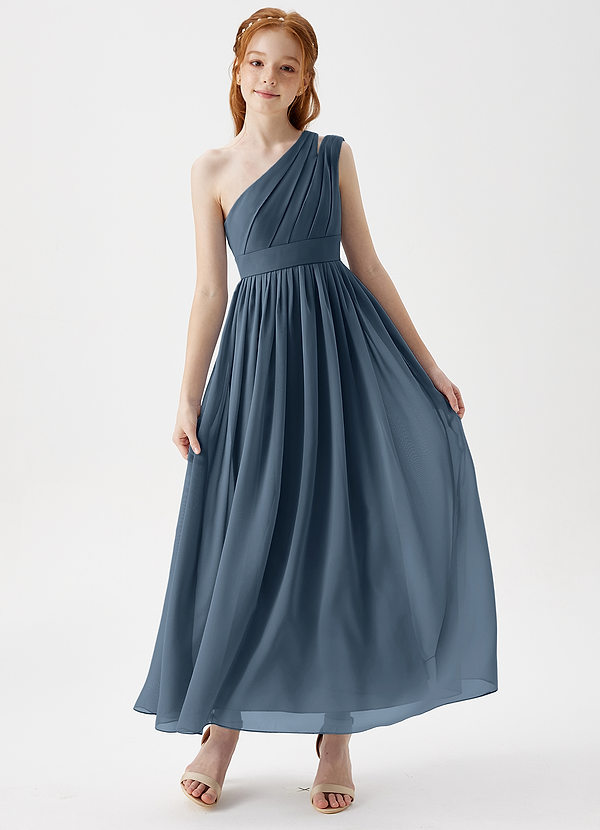 Azazie Anissa Junior Neptune A-Line Pleated Chiffon Dress image1