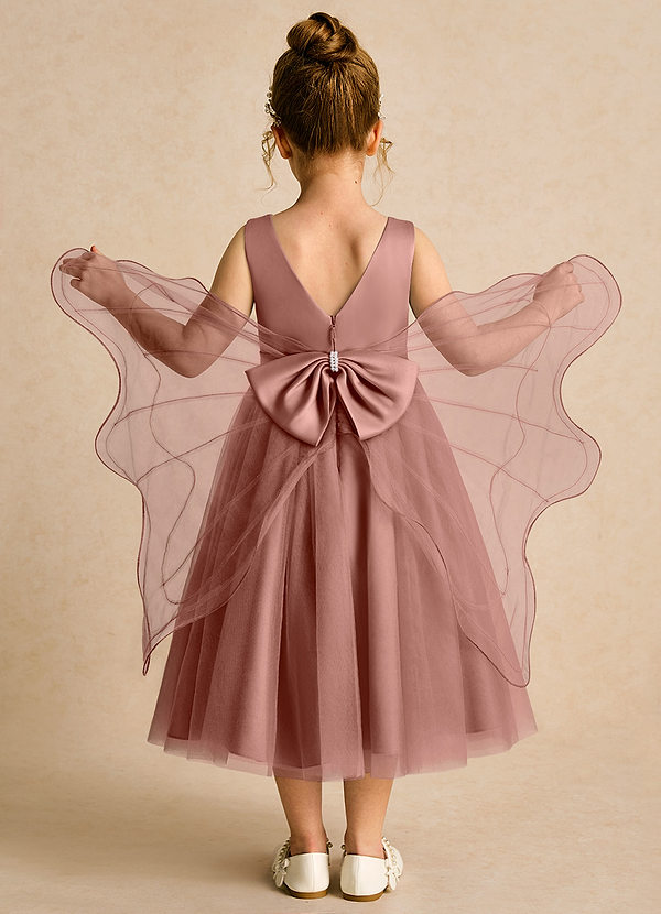 Azazie Pear Blumenkinder Kleider Ballkleid Schleifen Tüll Kleid Zedernrose image1