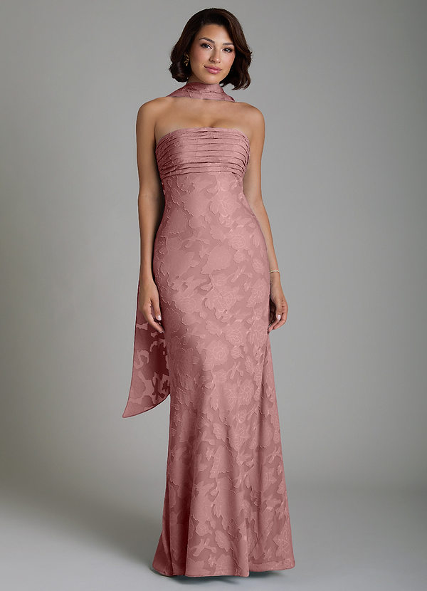 Azazie Saylor Bridesmaid Dresses Dusty Rose Mermaid Strapless Floral Burnout Convertible Dress image1
