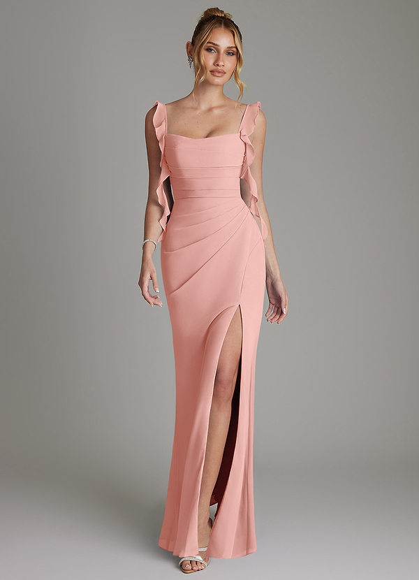 Azazie Jessamine Bridesmaid Dresses Rosette Mermaid Corset Chiffon Dress image1