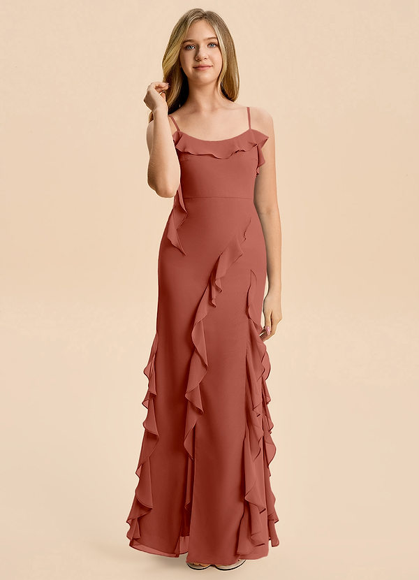 Azazie Phoebe Junior Klä av Tubklänning i Chiffong Rynkad image1