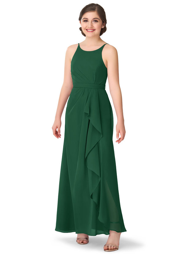 Vestidos Modestos De Manga Larga Para Damas De Honor Junior Verde Oscuro main image 0