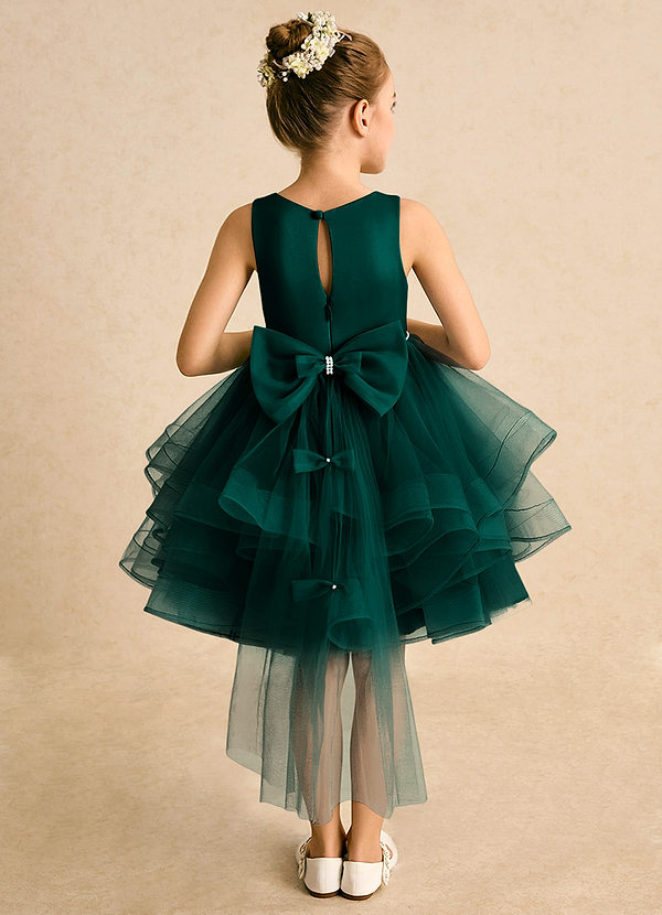 Azazie Tinie Flower Girl Dresses Pine Ball-Gown Bow Tulle Dress image1