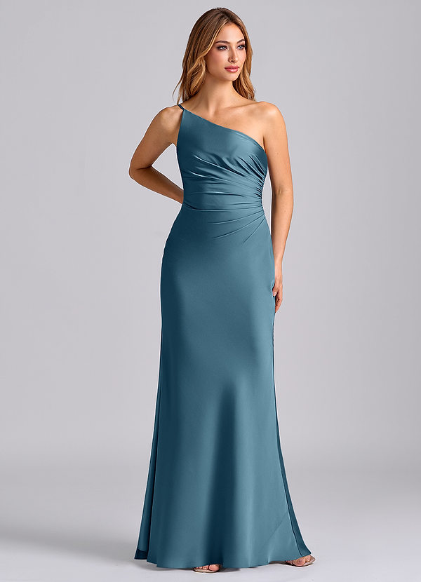 Azazie Marseli Bridesmaid Dresses Bermuda Mermaid One Shoulder Stretch Satin Dress image1