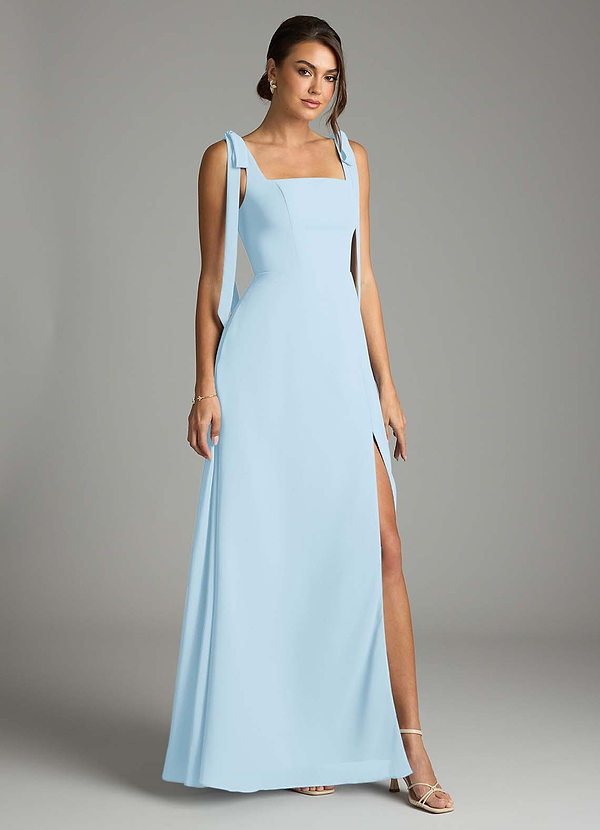 Azazie Debra Bridesmaid Dresses Sky Blue A-Line with Pockets Chiffon Convertible Dress image1