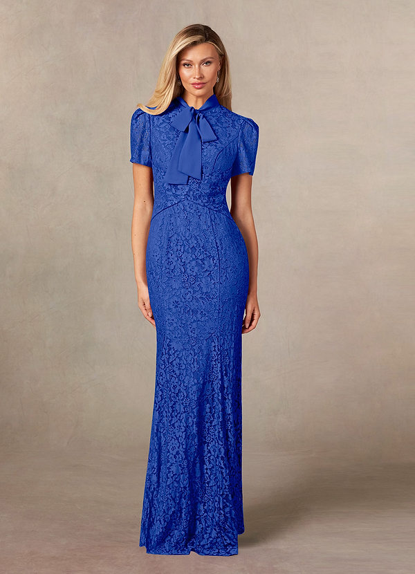 Azazie Carleannia Mother of the Brides Dresses Royal Blue Mermaid Lace Chiffon Dress image1