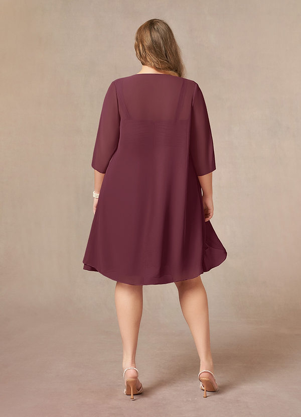 Cicinia Cabernet Mother Of The Bride Dress Plus Size Long Chiffon Appliques Lace A-line Ankle Length main image 1