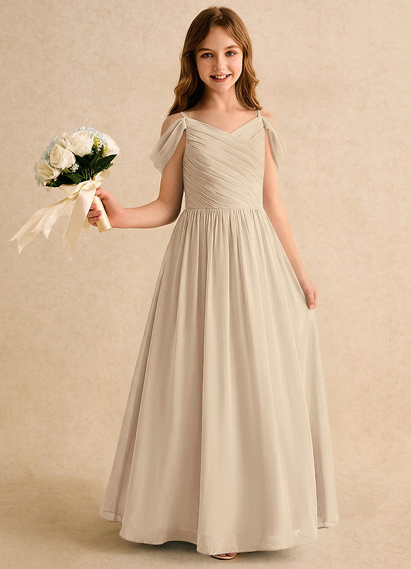 Azazie Chelo Girls Formal Klänningar för brudeflicka Klä A-Linje i Chiffong Plisserad image1