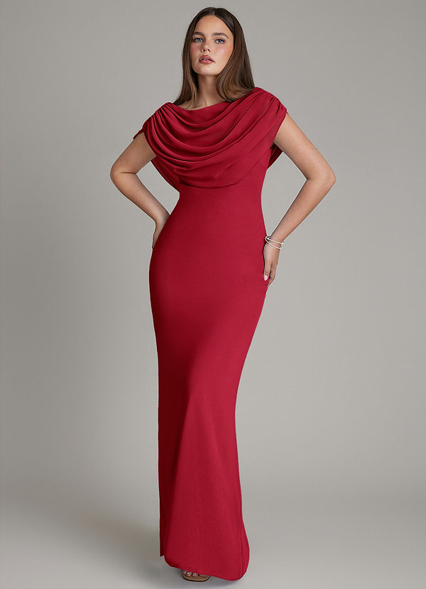 Azazie Hadley Bridesmaid Dresses Scarlet Mermaid Pleated Chiffon Dress image1