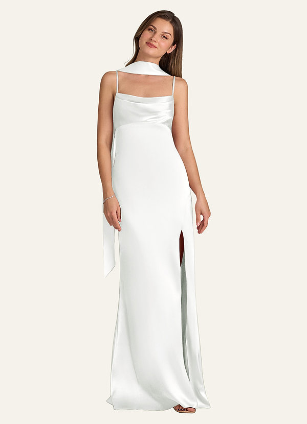 front Azazie Écharpe en satin mat de couleur assortie