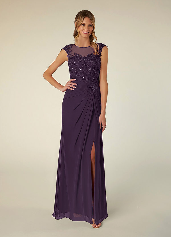 Azazie Libby Mother of the Brides Dresses Plum A-Line Scoop Sequins Chiffon Dress image1