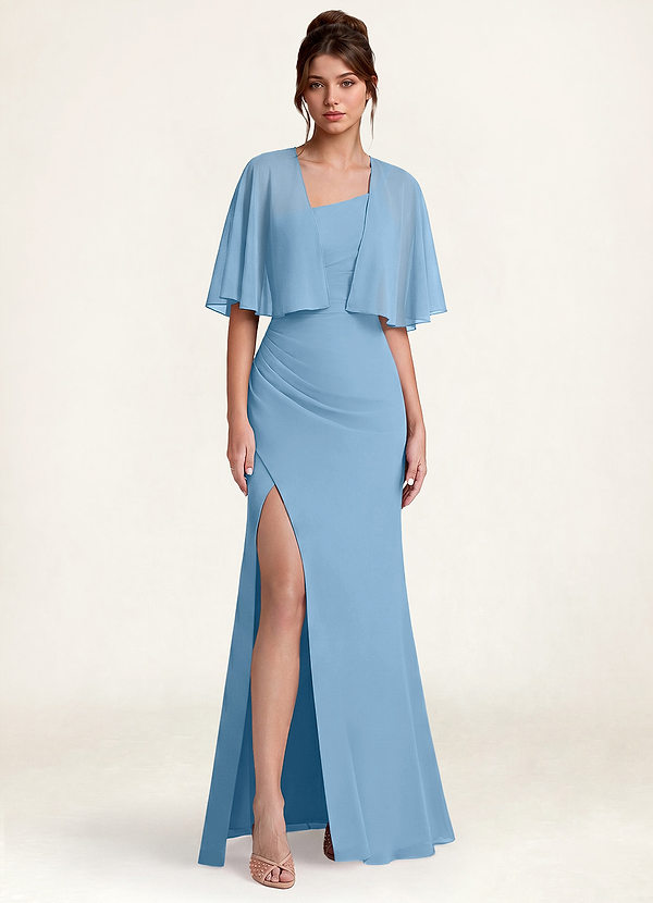 front Azazie Matching Color Chiffon Short Cape Shawl