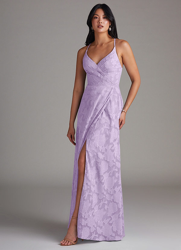 Azazie Davis Brautjungfernkleider A-Linie Plissee Blumen-Burnout Kleid Flieder image1