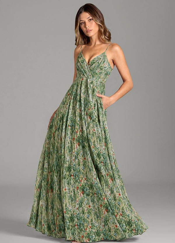 Amani Bridesmaid Dresses Meadow Bloom A-Line Pleated Chiffon Dress image1