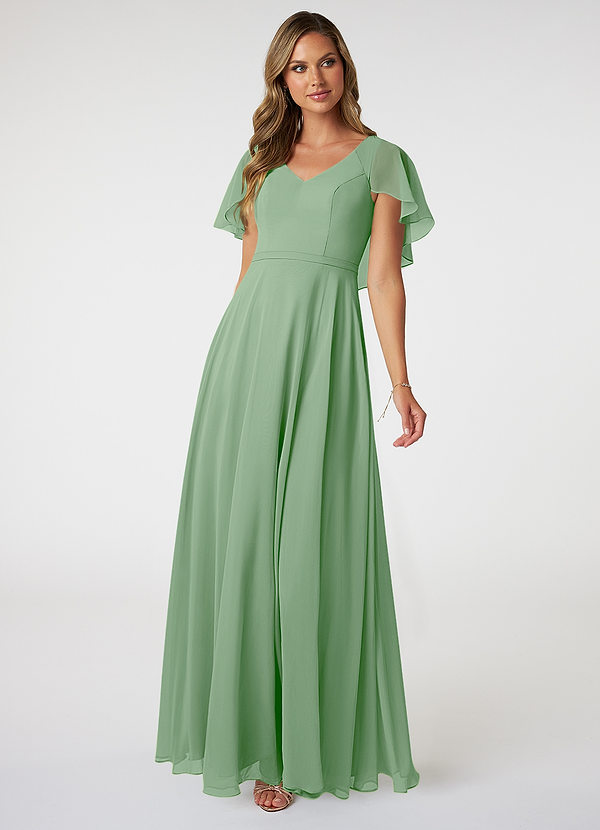 Azazie Jamie Bridesmaid Dresses Matcha A-Line Chiffon Dress image1