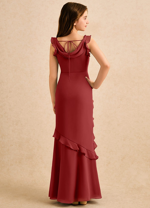 Azazie Aria Girls Formal Flower Girl Dresses Rust Mermaid Ruched Chiffon Dress image1