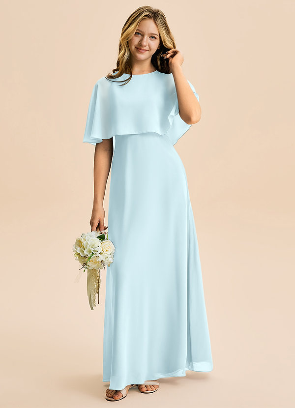 Azazie Maris Junior A-Linie Chiffon Kleid Wolke Blau image1