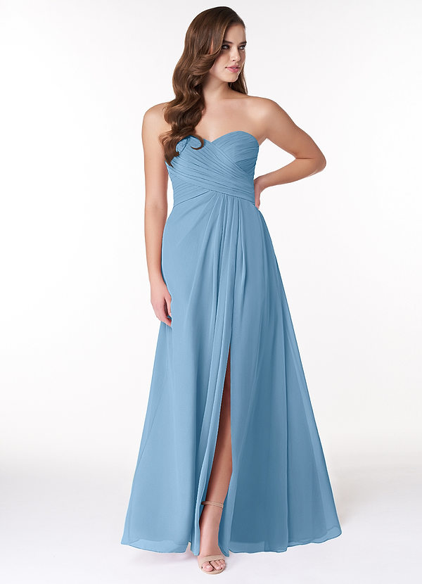 Azazie Arabella Allure Robes Demoiselle d'honneur Robe Trapèze Convertible en Mousseline de soie Encolure en Forme de Cœur Acier Bleuté image1