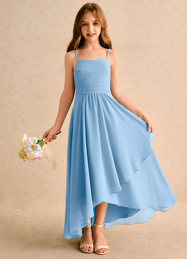 Azazie Twilight Dance Girls Formal Blumenkinder Kleider A-Linie Plissee Chiffon Kleid Puderblau image1