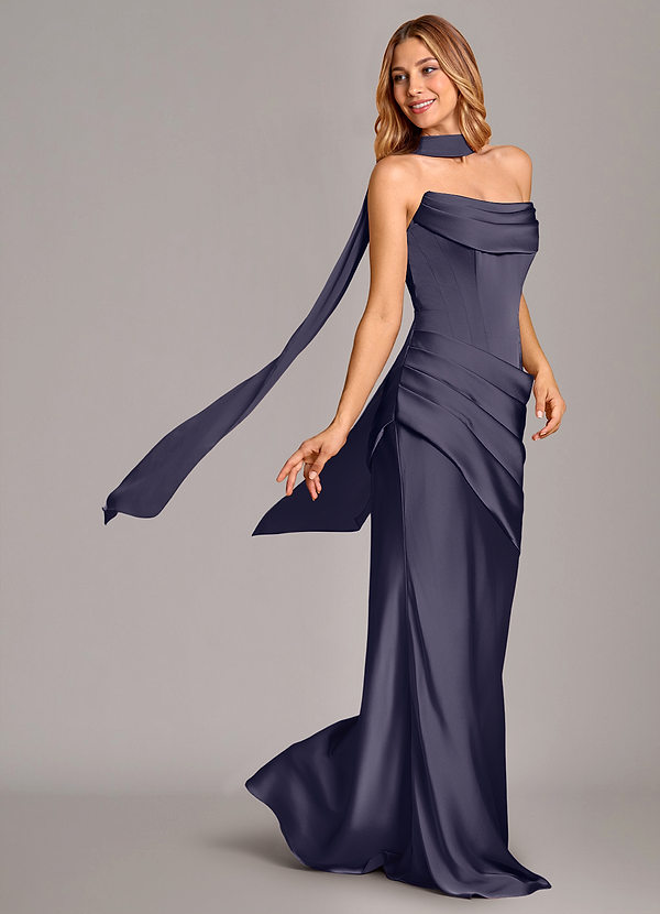 Azazie Pelagia Brudtärneklänningar Klä av Sjöjungfru i Stretch Satin Korsett Stormig Konvertibel image1