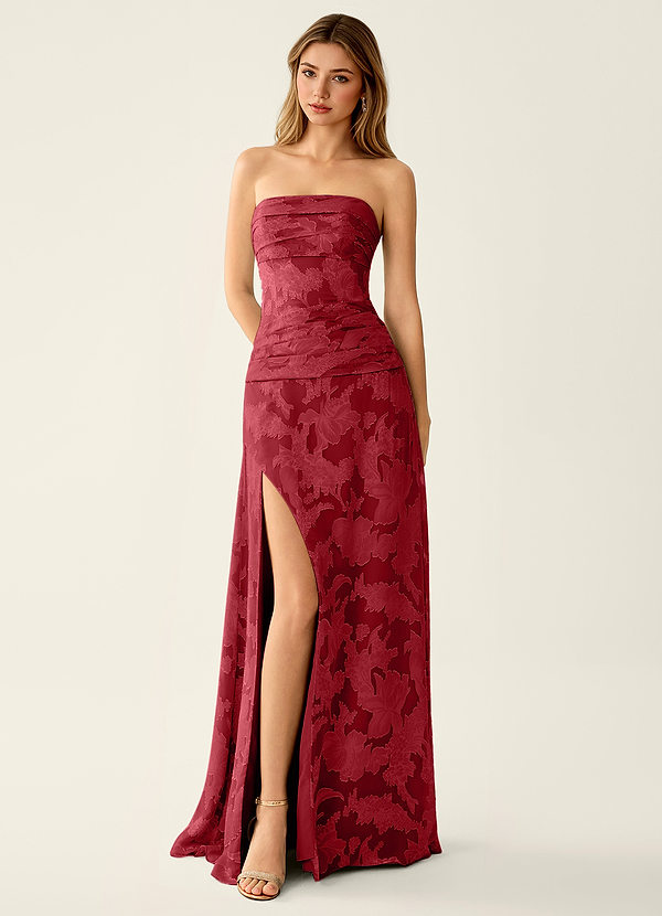 Arabella Grace Robijn Rood Jacquard korset glinsterende galajurk image1