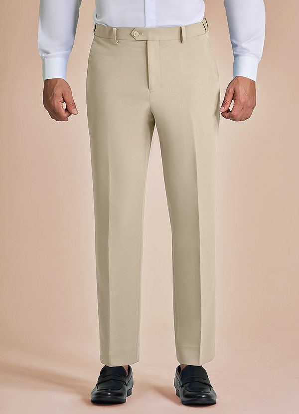 front James Tan Structured Stretch Dress Pants