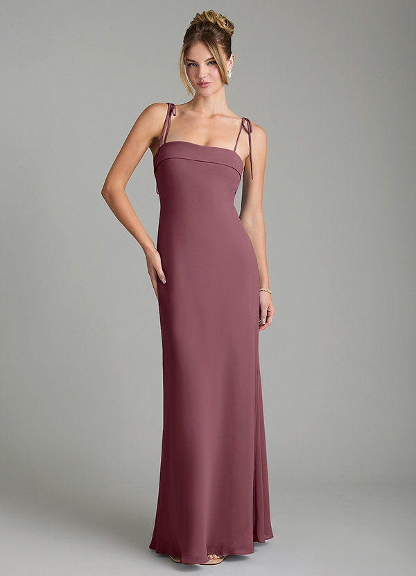 Azazie Ellia Bridesmaid Dresses Sangria Sheath Bow Chiffon Dress image1