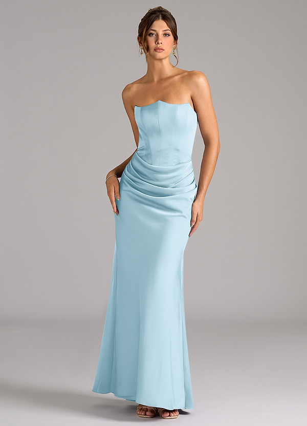 Azazie Debby Bridesmaid Dresses Sky Blue Mermaid Strapless Stretch Satin Convertible Dress image1