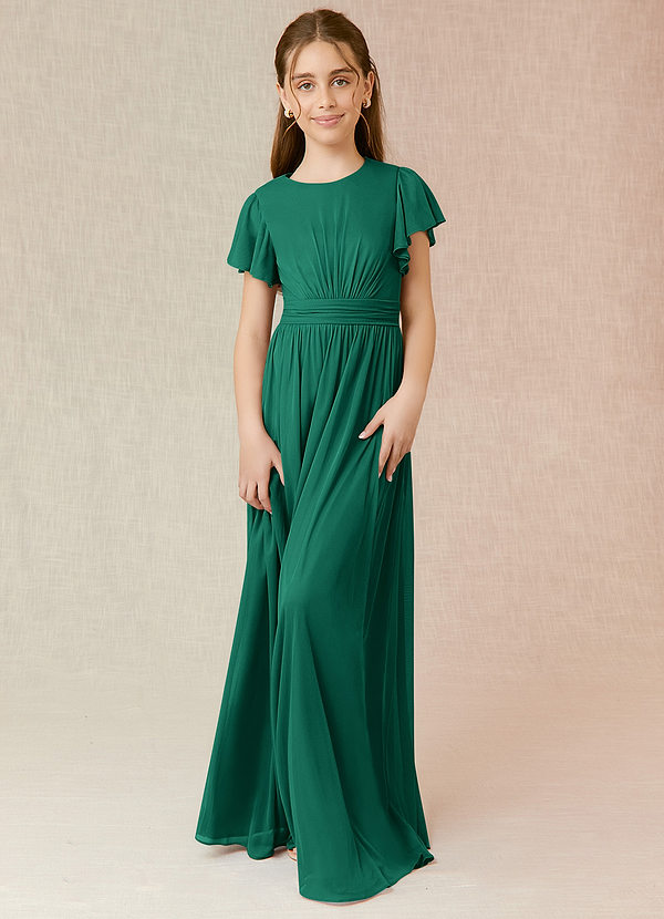 Azazie Mosley Junior A-Linie Gestreift Gittergewebe Kleid Smaragd image1