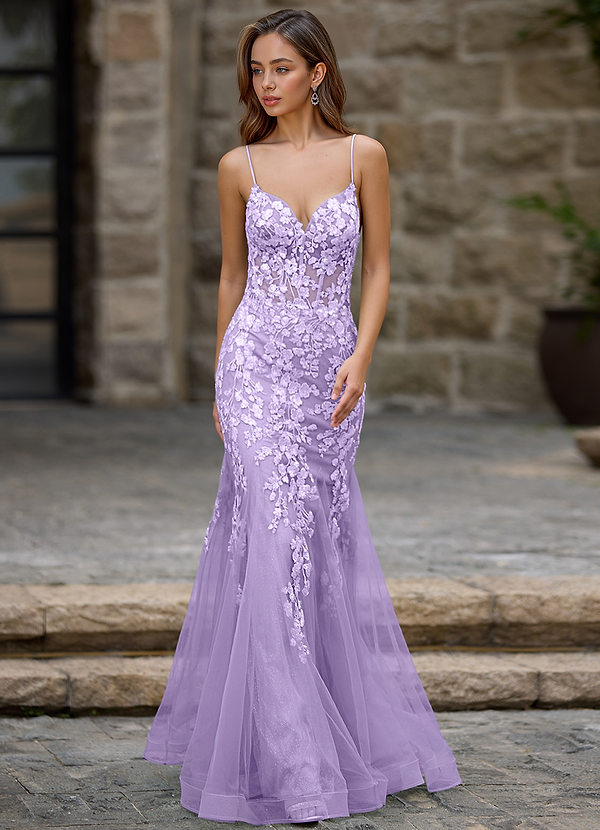 Dentelle Púrpura Vestido de fiesta de sirena image1