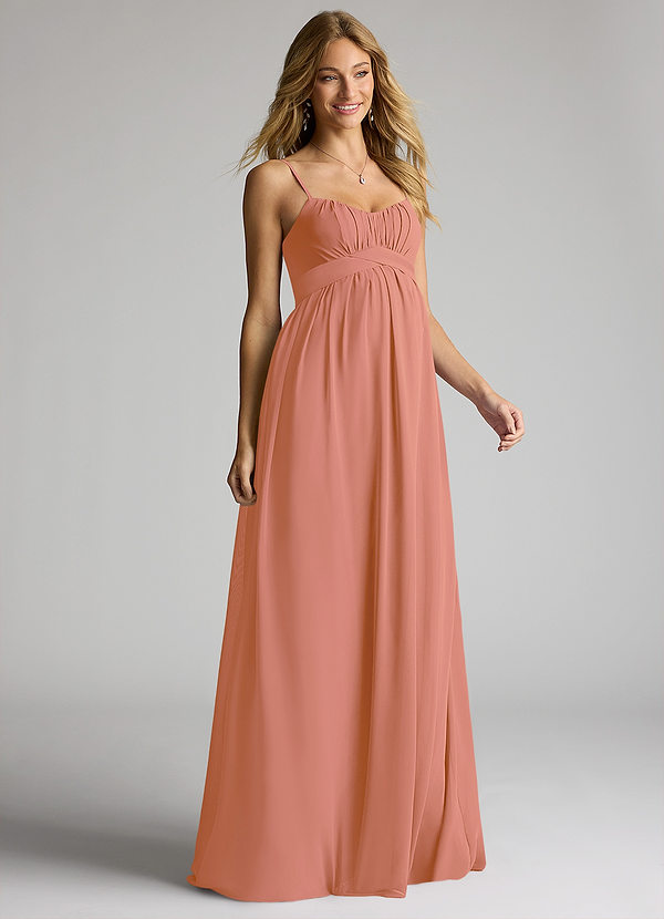 Azazie Llana Maternity Bridesmaid Dresses A-Line Chiffon Floor-Length Dress image1