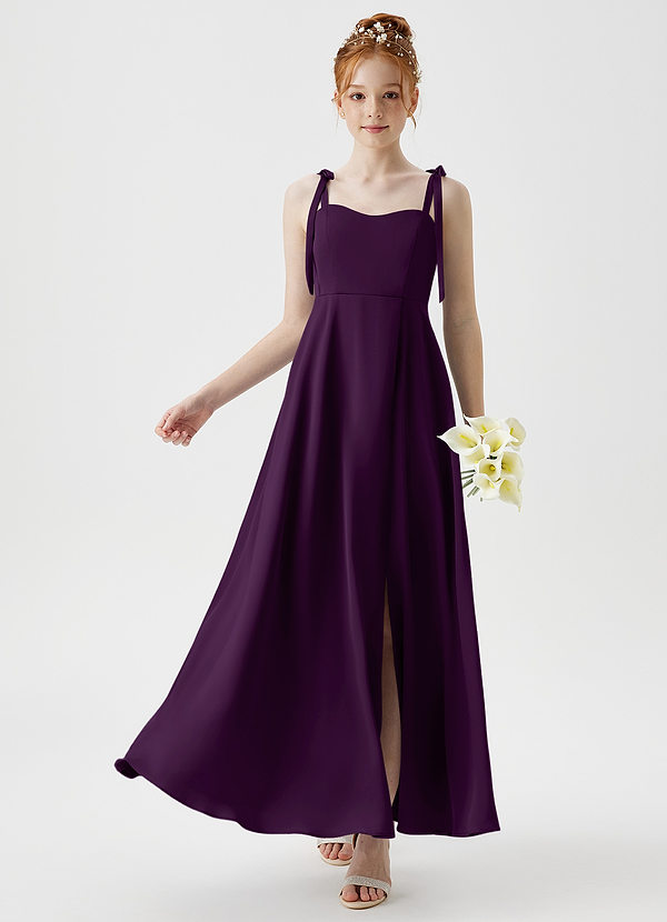 Azazie Rosey Junior Robe Trapèze en Satin extensible Encolure en Forme de Cœur Grain De Raisin image1