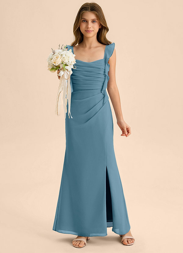 Azazie Jessamine Junior Robe Sirène en Mousseline de soie Encolure en Forme de Cœur Bermude image1