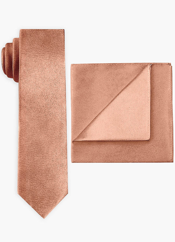 Metallic Satin Wide Tie And Pocket Square Set 