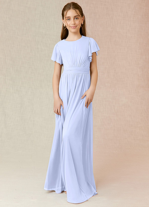 Azazie Mosley Junior A-Linie Gestreift Gittergewebe Kleid Lavendel image1
