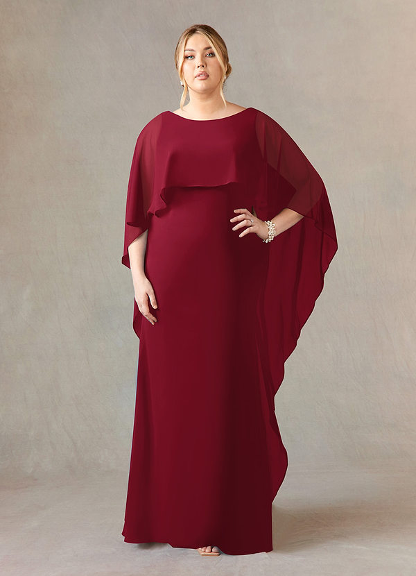 Cicinia Burgundy Mother Of The Groom Dress Long Stretch Fabric Sheath Plus Size