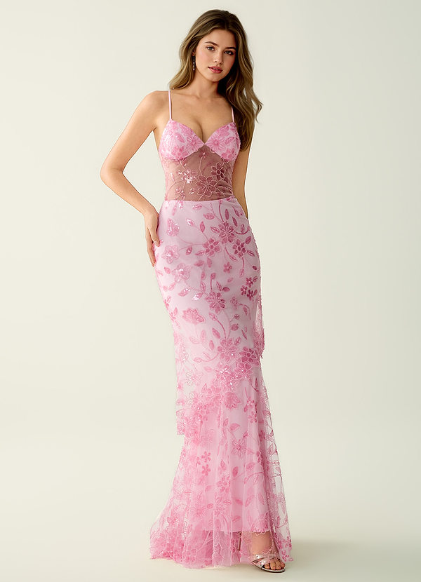Fayerosa Pink Beading Sequin Embroidery Prom Dress image1