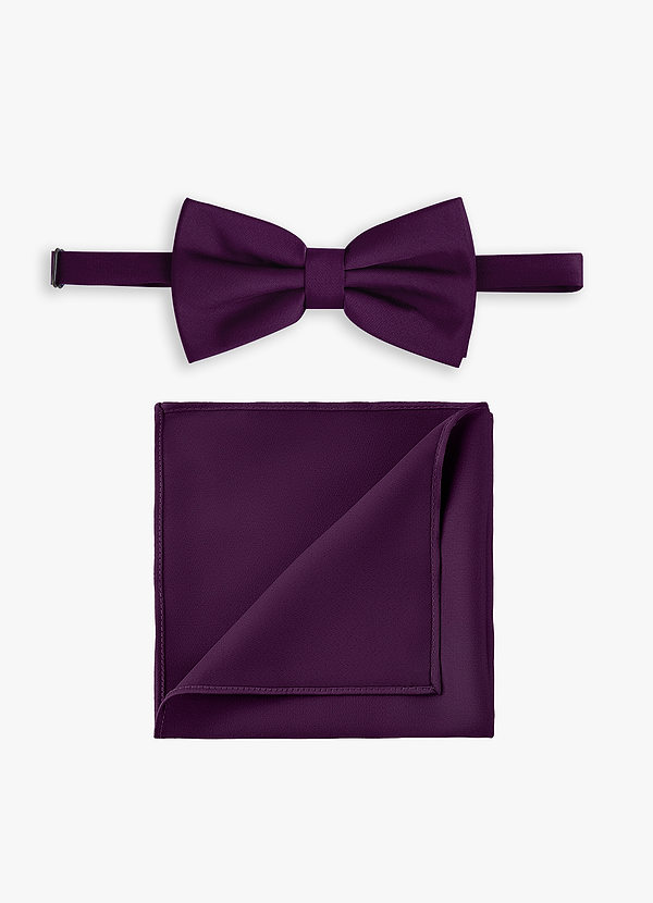 front Stretch Satin Bow Tie and Pocket Square Set