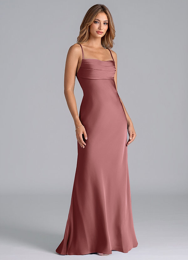 Azazie Seema Bruidsmeisjes Jurken Jurk van Stretch Satijn met Zeemeermin Korset Amethist image1