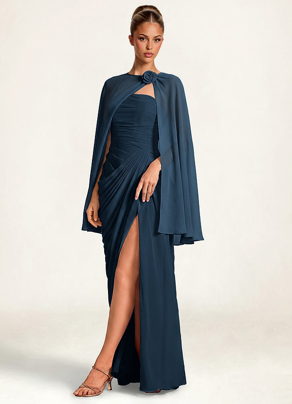 front Matching Floral Rosette Clasp Chiffon Capelet