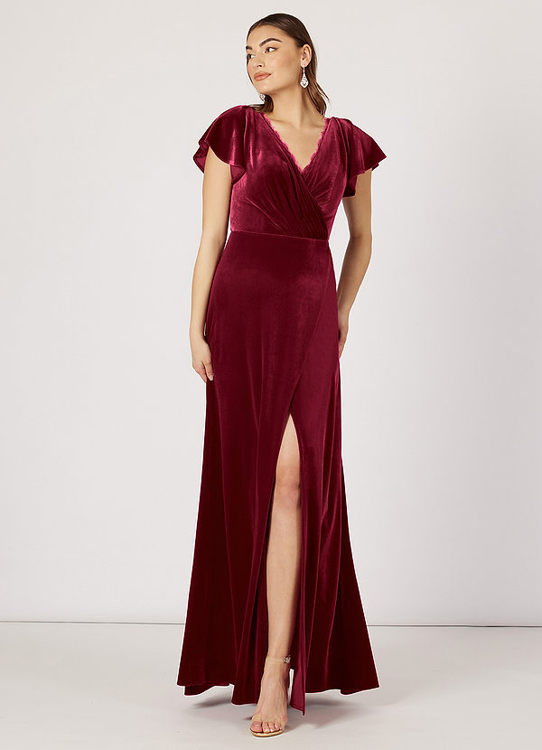 Azazie Bellamy Bridesmaid Dresses A-Line Lace Floor-Length Dress image1