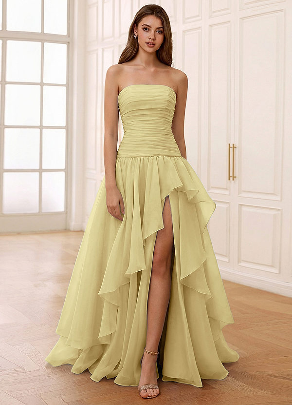 Ocavivien Yellow Tulle Prom Dress image1