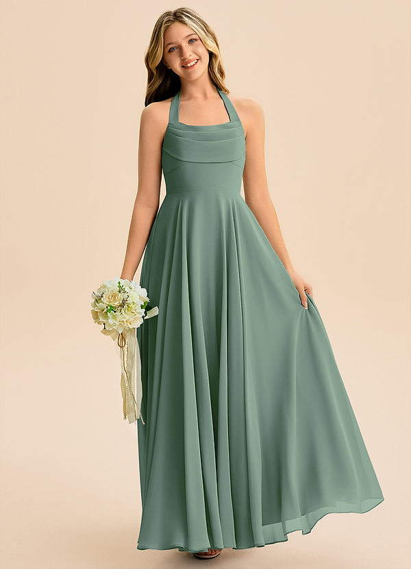 Azazie Kady Junior Eucalyptus A-Line Sweetheart Neckline Chiffon Dress image1
