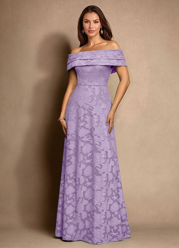 Azazie New Britain Mother of the Brides Dresses Lilac A-Line Pleated Floral Burnout Dress image1
